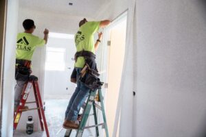 Modern home construction site in Honolulu with a view of the Pacific.